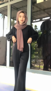 Celana Cutbray Scuba Wanita Highwaist Flare Pants Premium