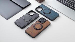 Ốp Điện Thoại iPhone Cao Cấp Kiểu Dáng Cổ Điển Chất Liệu Giả Da Có Giá Đỡ Từ Tính Chống Sốc Mặt Lưng Vân Sáp Dầu Kèm Giá Đỡ Nhẫn.