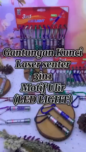 Gantungan Kunci Lampu Laser LED Gantungan Keychain Senter Mini Portable Lampu Laser Pointer Motif 3IN1