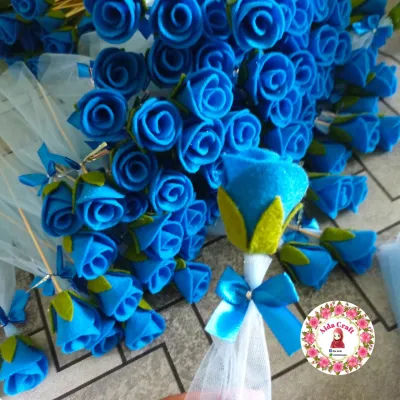 Bunga telur warna biru isi 20
