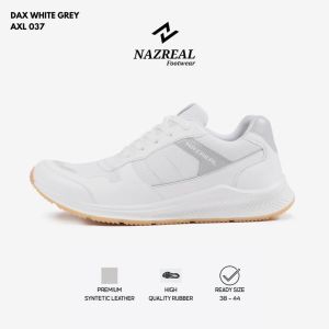 NAZ DAX WHITE - Sepatu Sneakers Pria Casual Putih Sepatu Running Sport Sepatu Cowok