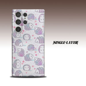 Pastel Hedgehog Print For Samsung Galaxy S26 S25 S24 A56 A36 Dual Layer Luxury Fashion Full Lens Protective Case