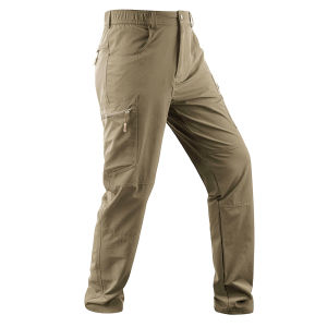 Mens Quick Dry Hiking Pants Elastic Waist Athletic Durable Casual Outdoor Daily Pants with Zipper Pockets