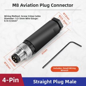 kuicc | Waterproof M8 M12 Sensor Connector Male Female Straight Bend 345 Pin