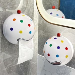 Cute Dots Wall Mounted Tissue Holder Storage Box Bathroom Toilet Paper Roll Rack Nordic Style Home New Arrival Essential