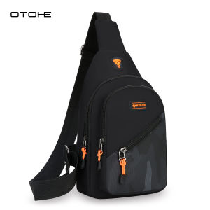 OTOHE Mens Chest Bag Outdoor Cross Body Bag Waterproof Travel Shoulder Bag Large Capacity Casual Bag Earphone Hole Design Men Fashion Shoulder Bag Leisure Sport Street Bag for College Student