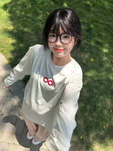 Oversize Campus Style Long Sleeve T-Shirt Womens Fashion Loose Fit Slimming Top round Neck Pullover Korean Version 2025 Autumn New Arrival