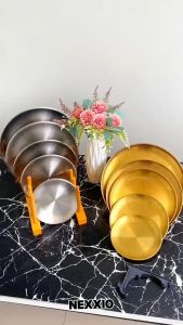 NexXIO Piring Makan Sultan / Piring Makan Gold / Piring Dekorasi Stainless Steel European Style
