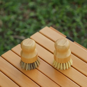 Bamboo Sisal Pot Brush Kitchen Cleaning Brush Dishwashing Scrub Brush Eco-Friendly Dish Scrubber