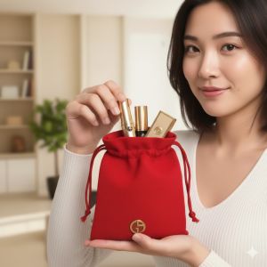 ถุงผ้าอาร์มานี่แท้ เซ็ต2ชิ้นสีแดง  โลโก้เป็นโลหะทอง ทั้งด้านหน้าและด้านหลัง