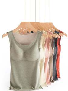Thickened Wool Silk Warm Vest Womens Self-Heating Seamless Underwear with Chest Pad Dervo Close-Fitting Home Clothes
