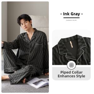 JIALEFEN | Autumn Spring Cotton Long Sleeve Oversized Comfortable Mens Pajama Set