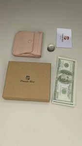 Pomelo Best Women Genuine Leather Small Wallet Rose Pattern Snap Button Coin Pocket