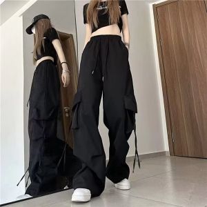 Black Work Trousers Womens 2025 New Style Quick Dry Mountain Climbing Sports Ice Silk Wide Leg Pants Casual Harlan Pants