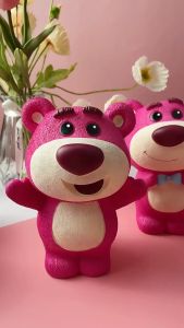Ống đựng bút GẤU DÂU LOTSO để bàn trang trí bàn làm việc dễ thương Ống đựng cọ trang sức bàn trang điểm decor phòng xinh xắn