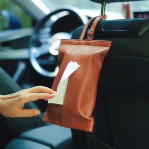 Car Hanging Paper Towel Box Waterproof Dirty-Resistant Automobile Seat Back Tissue Storage Bag Family Storage Tools Organizer