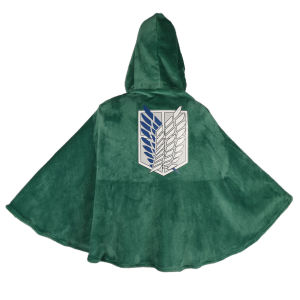 Anime Green Cloak Flannel Hooded Cloak Cape Aren/Levi Capes Cosplay Costume
