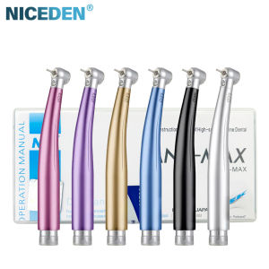 NICEDEN Colorful Dental High Speed Handpiece with LED E-Generator Air Turbine 3 Way Spray Push Button Dental Hand piece 2 4 Hole Dentists Tools