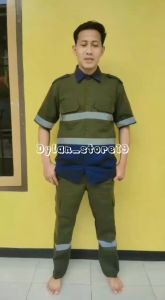 Baju Safety Wearpack Atasan Lengan Pendek Kombinasi Kemeja Safety K3 / Baju Proyek Tambang / Wearpack Kerja / Seragam Lapangan