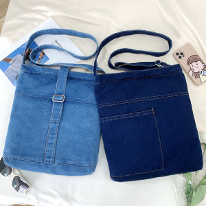 New 2023 Womens Canvas Shoulder Bag Artistic Denim Handbag Shopping Tote Single Strap Crossbody Bag for Female Students