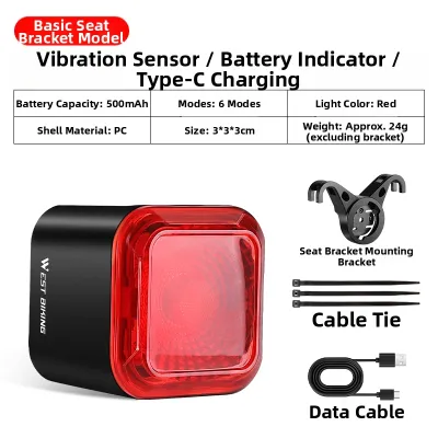 West Biking | Smart Brake Sensing Rear Light for Mountain and Road Bikes