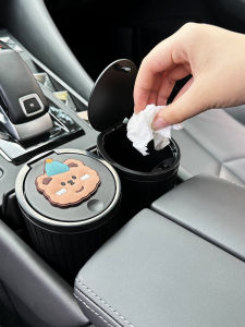 Car Garbage Can Cup Holder Small Trash Can Creative Cute Car Barrel Storage Rubbish Collector Interior Supplies