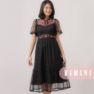 RIMINI - Dress Perempuan Vintage Bordir Tile Turtleneck S-L - Massy Dress - 81672-1
