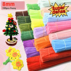 100PCS DIY Color Wired Sticks Fluffy Sticks DIY Fuzzy Sticks for Kids Handmade Toy Flowers Gift