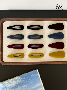 Velvet Hair Clips Womens Spring Autumn Winter Vintage Wine Red Waterdrop BB Clips Sweet Style Hair Accessories Side Bangs