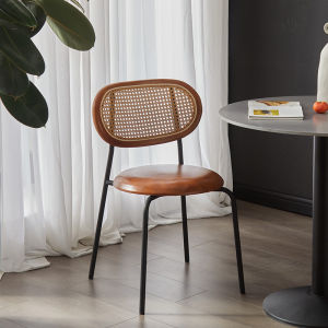 OUQI | Nordic Rattan Weaving Solid Wood Dining Chair
