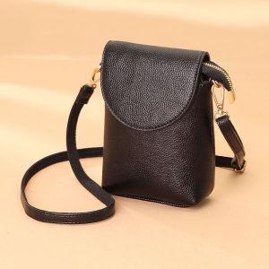 Trendy Leather Crossbody Phone Bag Womens Mini Vertical Fashionable Handbag Multi-Functional Compact Mobile Phone Case