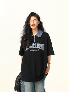 WILDAZI | American Retro Casual Loose Jeans Polo Collar T-Shirt