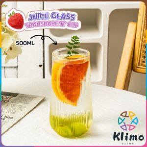 KLIMO Water Cup Coffee Milk Vertical Pattern Glass Simple Style High-Value Household Drink Cups 500ml