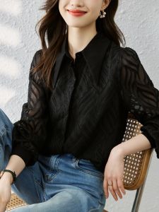 Elegant Long Sleeve Womens Shirt Spring Autumn Winter New Style Beautiful Chiffon Top Fashionable European Style Small Shirt