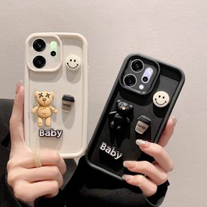 เคสโทรศัพท์ OPPO Reno14 F Reno14 Pro A5i Pro 5G เคสการ์ตูนรูปหมียิ้มน่ารักปกป้องเลนส์กรอบซิลิโคนนิ่ม