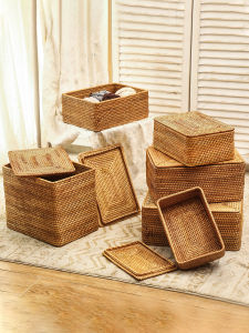 Covered Wicker Storage Basket