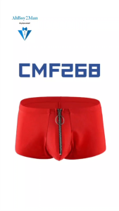 Mens Boxer: Polyester Boxer Brief Trunks with Zip (CMF268)