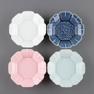 New Chinese Style Hard Ceramics Sakura Pink Color Dessert Tea Tray Creative Individual Retro Artistic Design as Fruit Tray