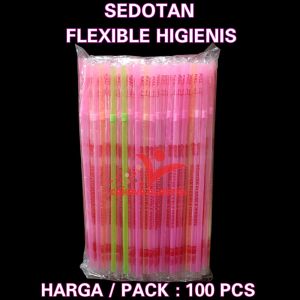 Sedotan Flexible Higienis 6mm Neon Isi 100pcs / Sedotan Steril Bengkok Warna Neon Isi 100pcs