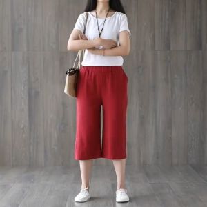 Quần Nữ Ống Rộng Dáng Suông Quần Ngố Lửng Mặc Nhà Cạp Chun Chất Liệu Đũi Cao Cấp Siêu Mát Cho Mùa Hè