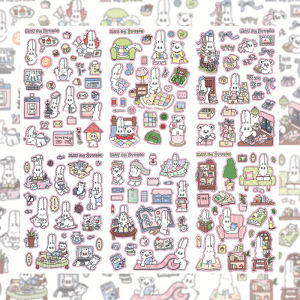 เกาหลีน่ารัก Kawaii การ์ตูนกระต่ายสติกเกอร์ Diary Planner สมุดภาพคู่มือนิตยสาร Collage วัสดุ DIY สติกเกอร์ตกแต่ง