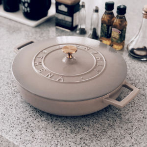 Enameled Cast-Iron Cookware Seafood Pot Fish Pot Frying Pan Frying Pan Stew Pot Prawn Pot Grandma Gray Black Enamel