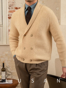 Warm Autumn Winter Thick Retro Trendy Notch Collar Double Breasted Knit Jacket