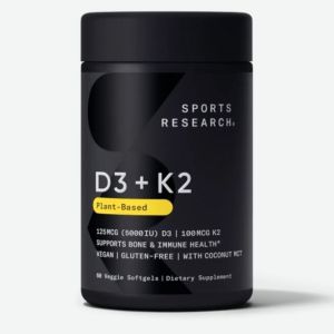 [ PRE ORDER ] SPORTS RESEARCH ~ Vitamin D3 + K2 Plant Based 30 ~60 Veggie Softgels