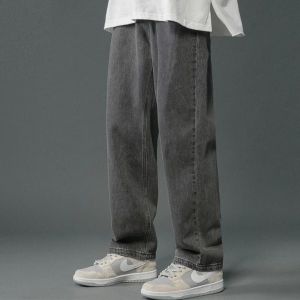 Celana jeans pria baggy pants korean style oversize loose blue jeans straight kulot boyfriend jeans longgar celana cowo celana panjang denim