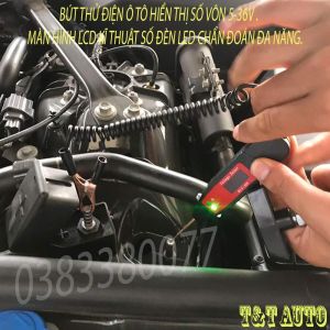 Bút thử điện ô tô xe máy hiển thị số vôn(5-36v) màn hình LCD kĩ thuật số đèn LED chẩn đoán đa năng.