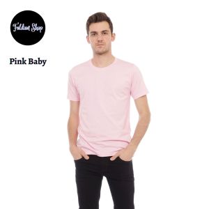 Kaos Polos Pria Oneck Lengan Pendek Bahan Katun Combed 30s Warna Pink Baby