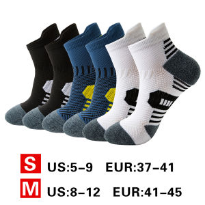 3 Pairs Professional Sports Socks Mens womens Marathon Running Socks For Man Fitness Short Socks Thick Towel Socks Outdoor
