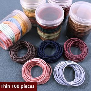 100 PCs Canned High Elastic Durable Rubber Band Hair Rope Does Not Hurt Hair Leather Cover Ins Minimalist Hairtie Hair Ring Headdress