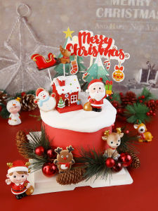 Trang Trí Giáng Sinh Nhà Bánh Gừng Bánh Topper Ông Già Noel Tuần Lộc Sinh Nhật Vui Món Tráng Miệng Trang Trí Mảng Bám